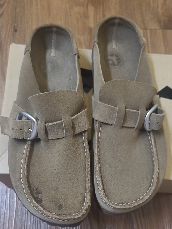 Birkenstock Shoes - Birkenstock women's Suede Slip-On Loafers in Taupe